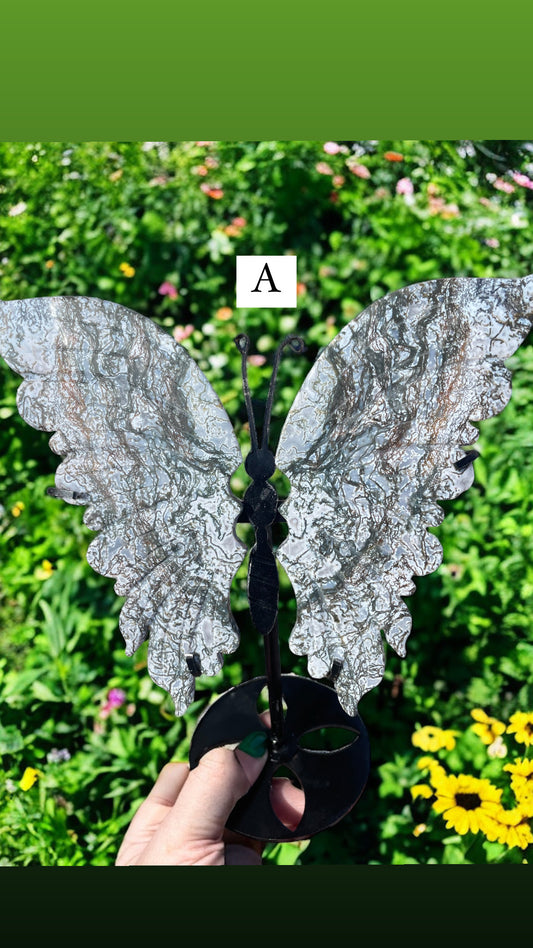 Moss Agate Butterfly Wings