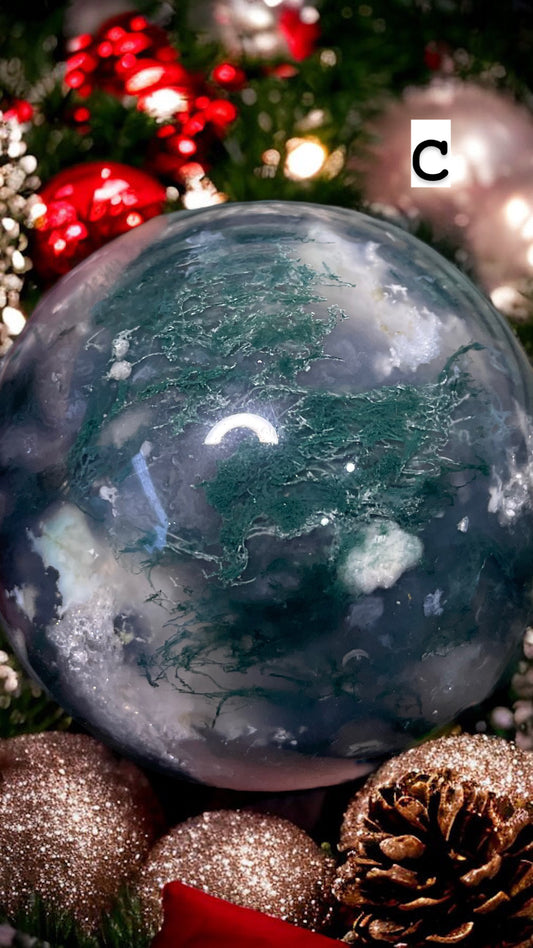 Moss agate sphere (high quality)