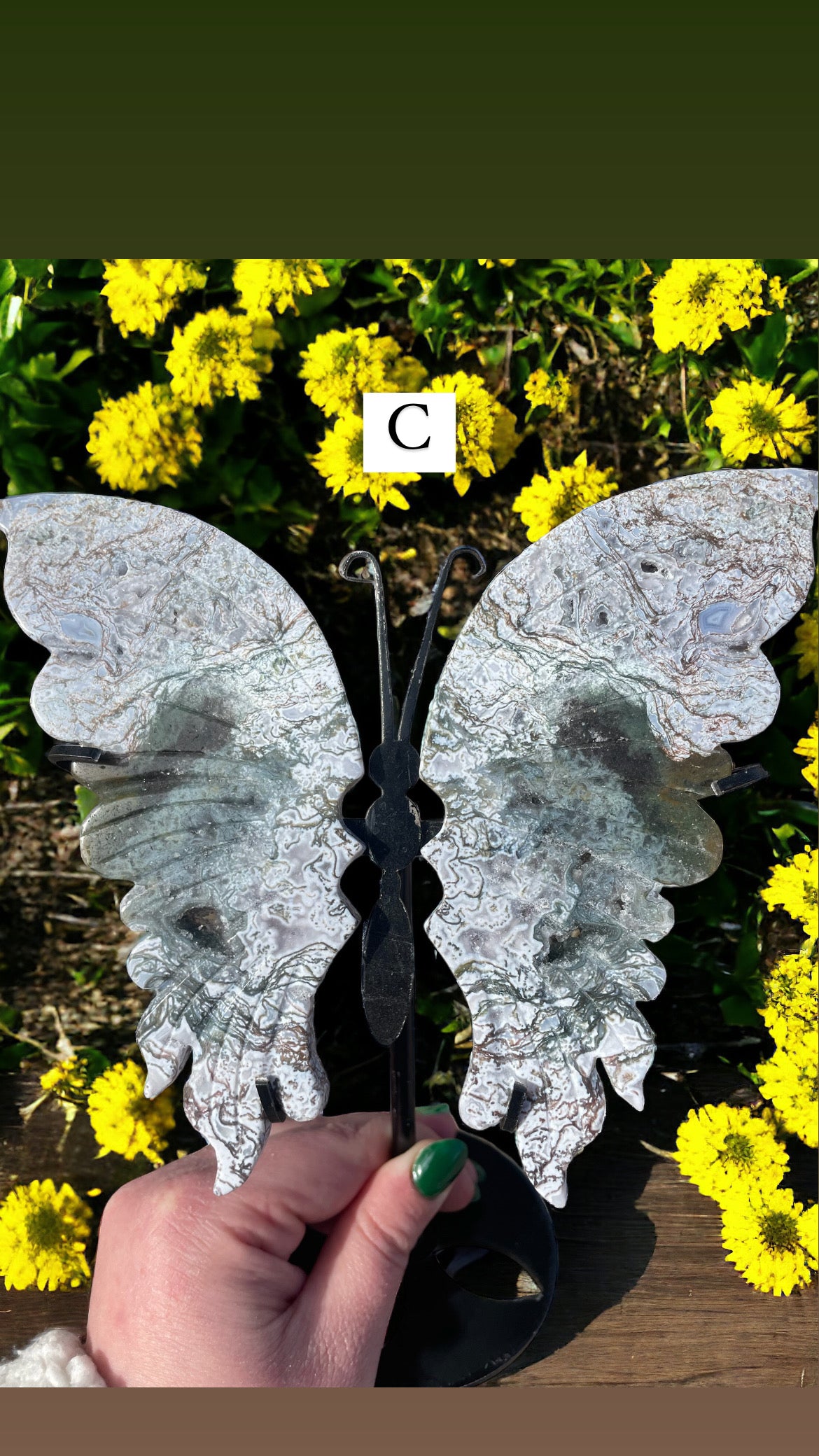 Moss Agate Butterfly Wings