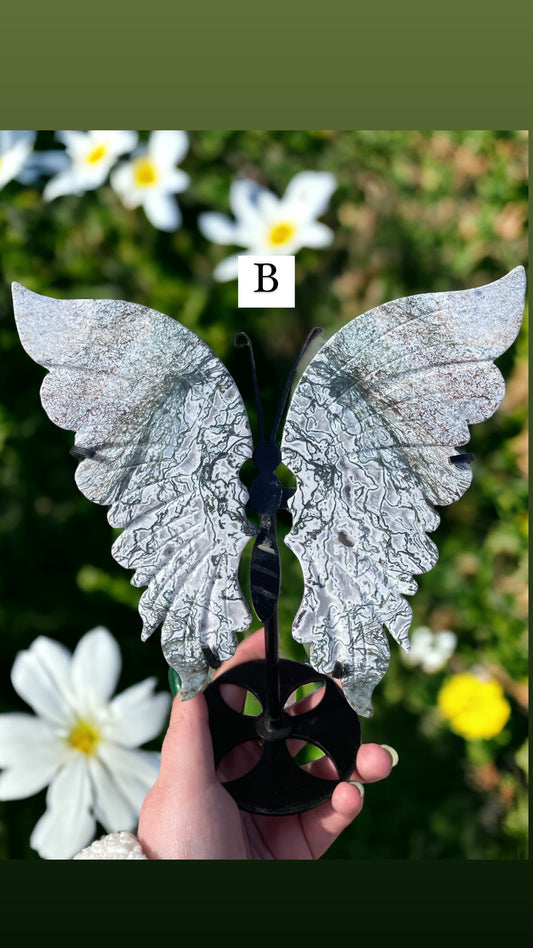 Moss Agate Butterfly Wings
