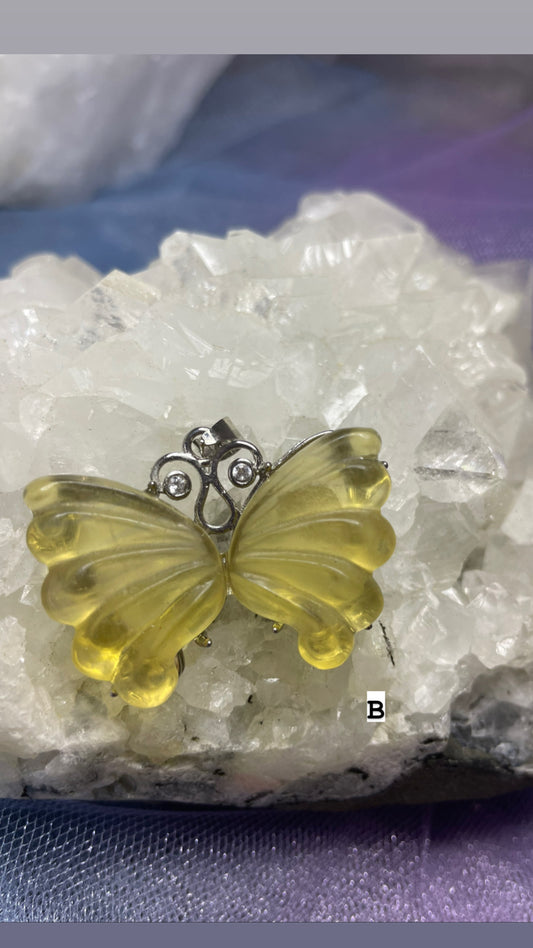 Fluorite butterfly pendants