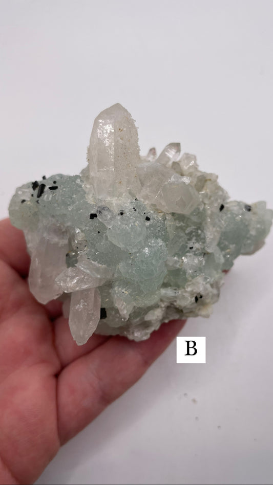Clear Quartz, fluorite and paradoit clusters