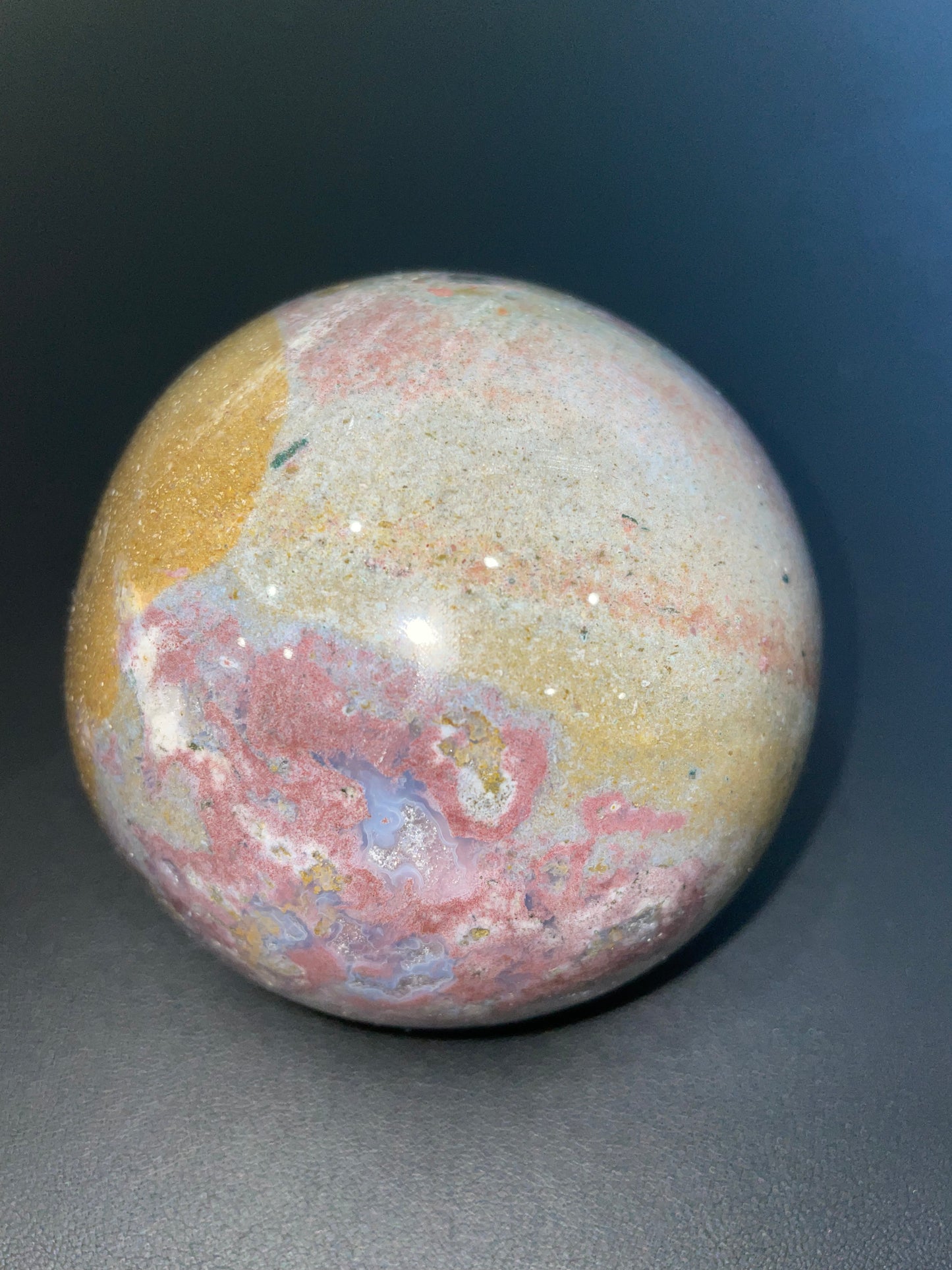 Purple moss agate sphere large