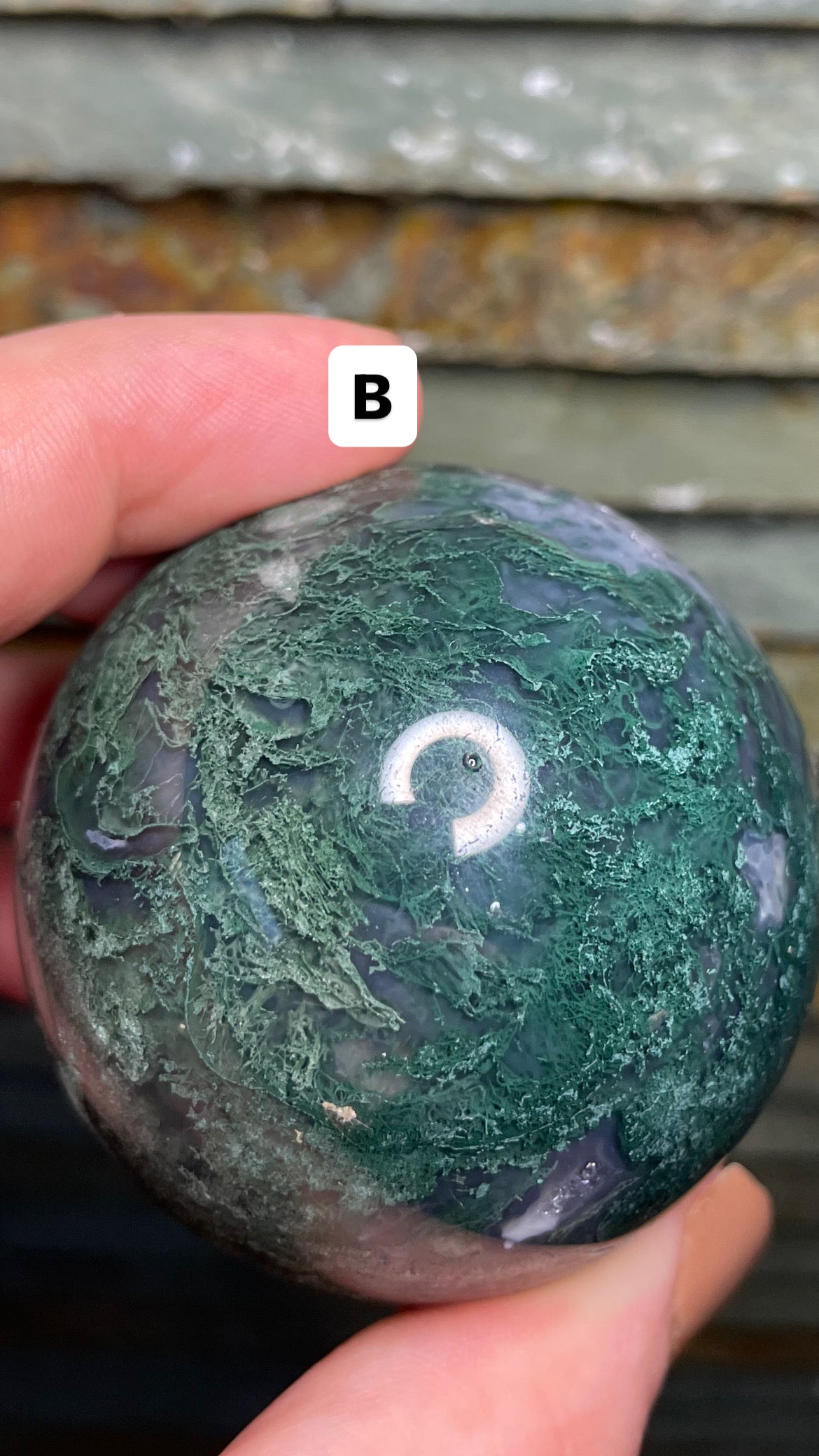 Moss agate sphere (high quality)