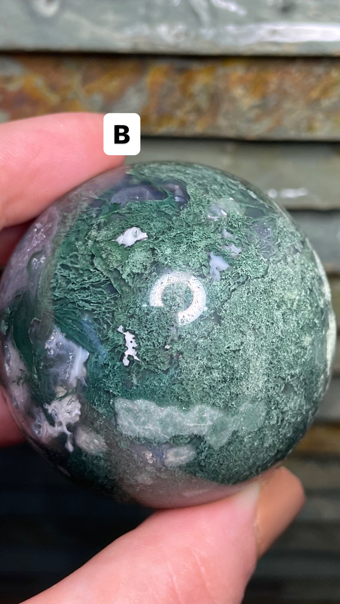 Moss agate sphere (high quality)