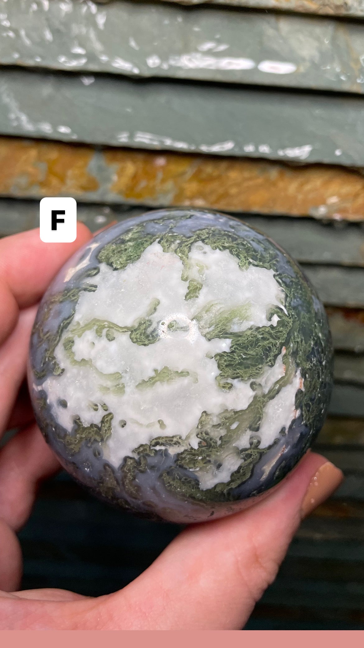 Moss agate sphere (high quality)