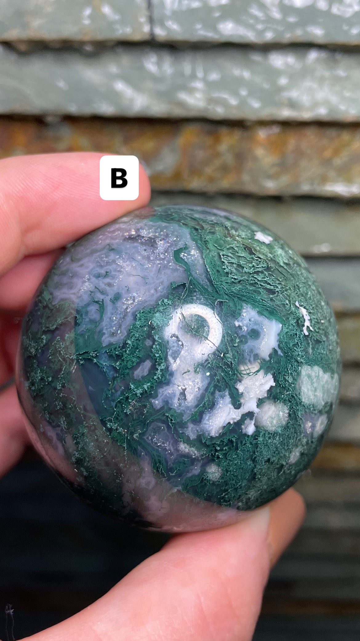 Moss agate sphere (high quality)