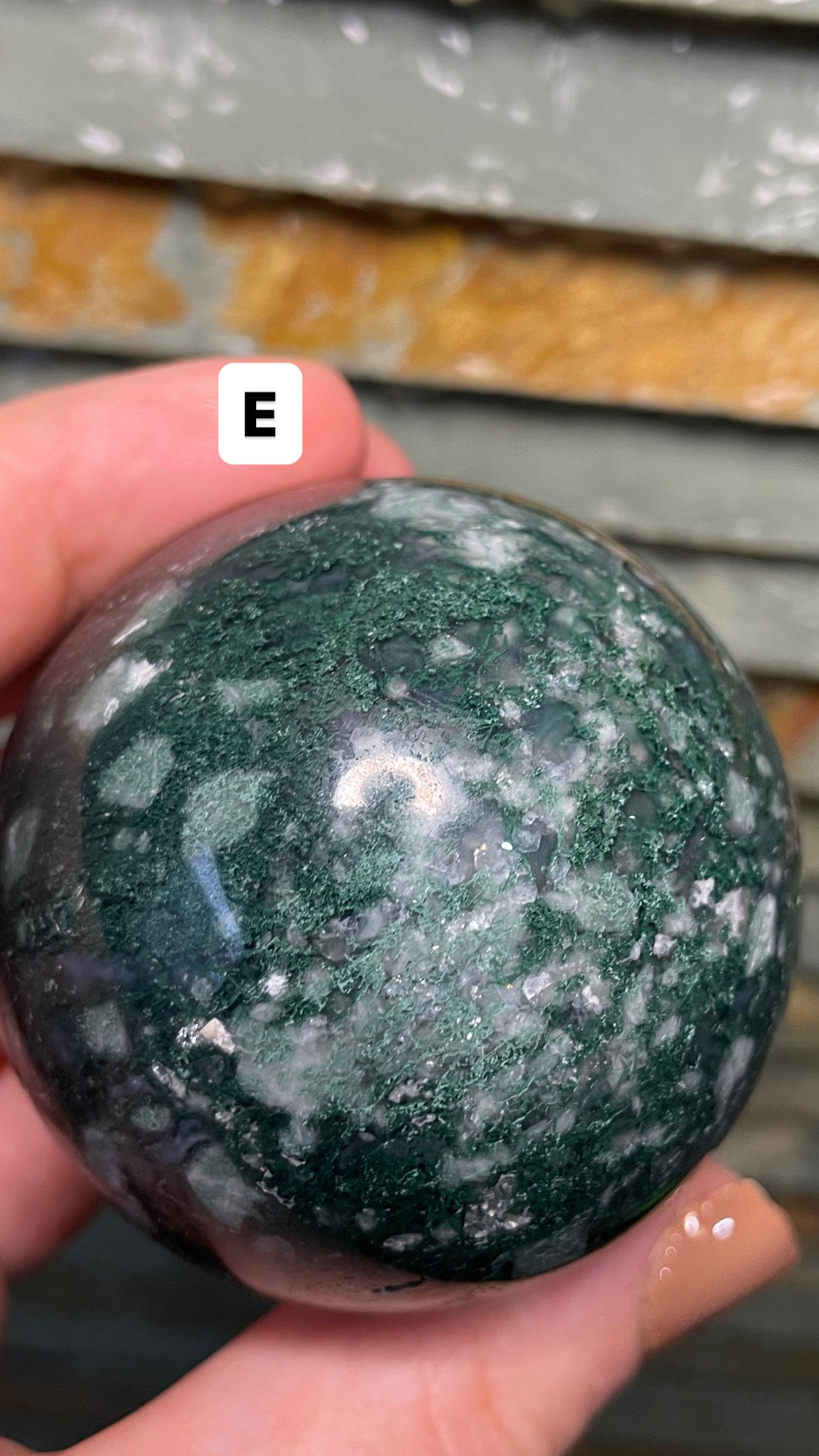 Moss agate sphere (high quality)