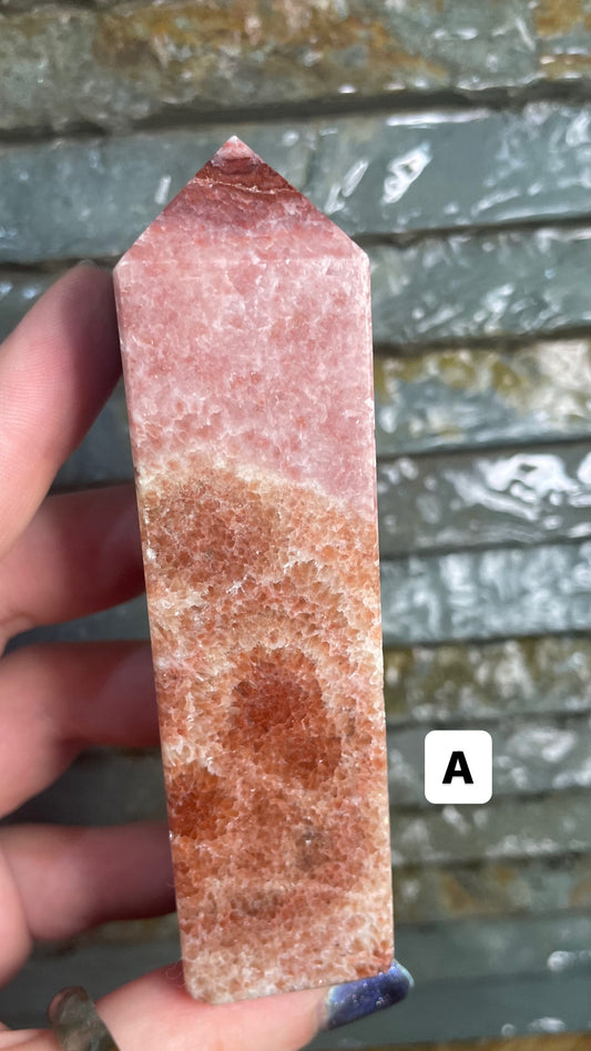 Red banded calcite towers