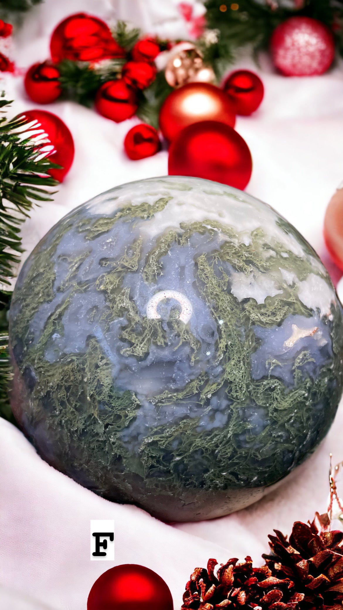 Moss agate sphere (high quality)