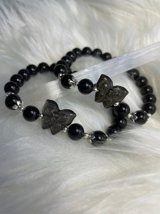 Obsidian butterfly bracelet