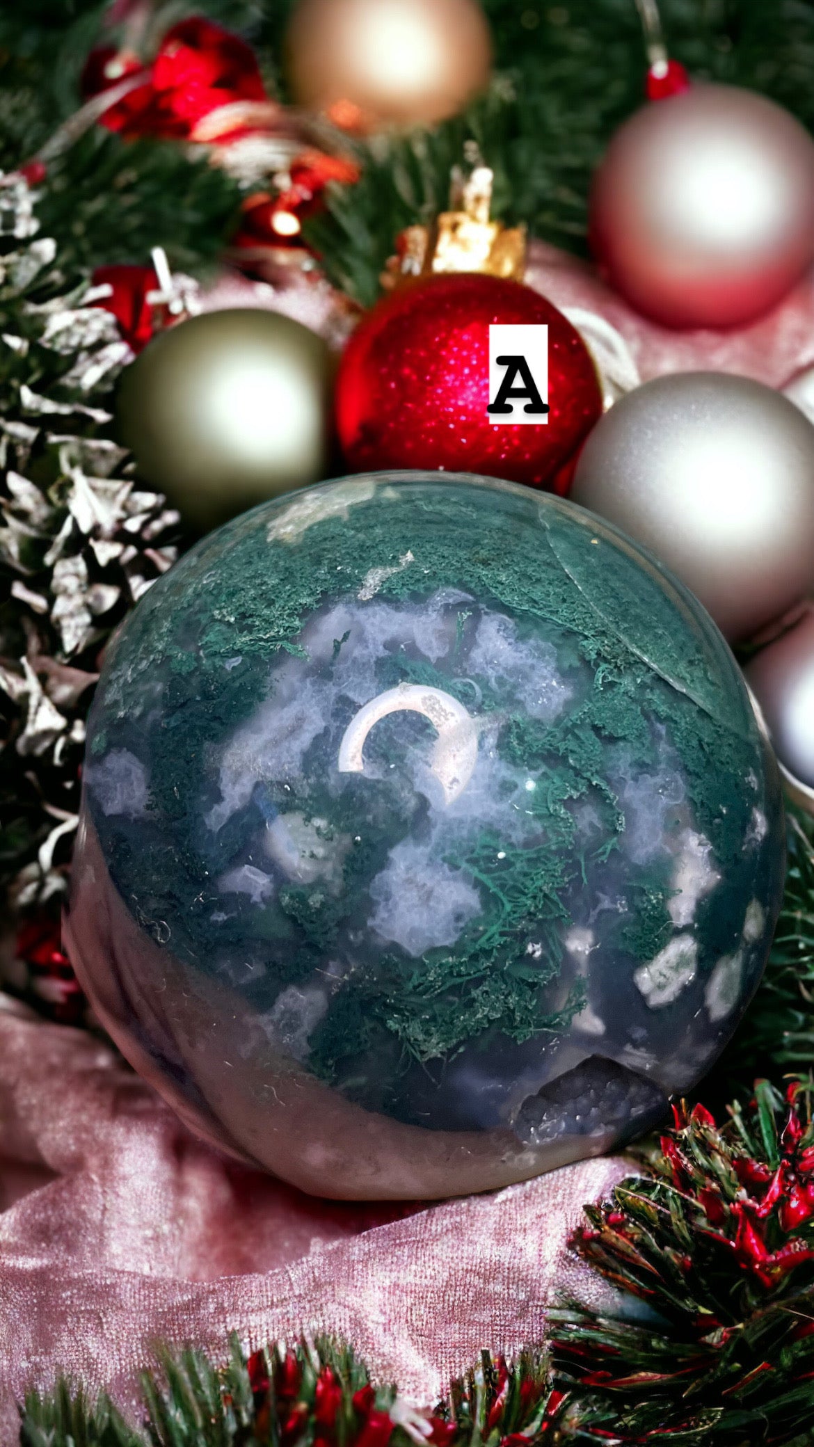 Moss agate sphere (high quality)