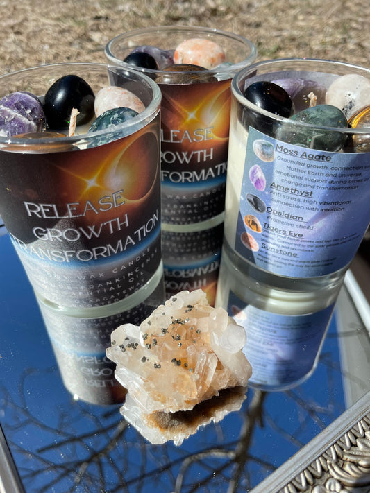 Release, growth and transformation solar eclipse charged candle