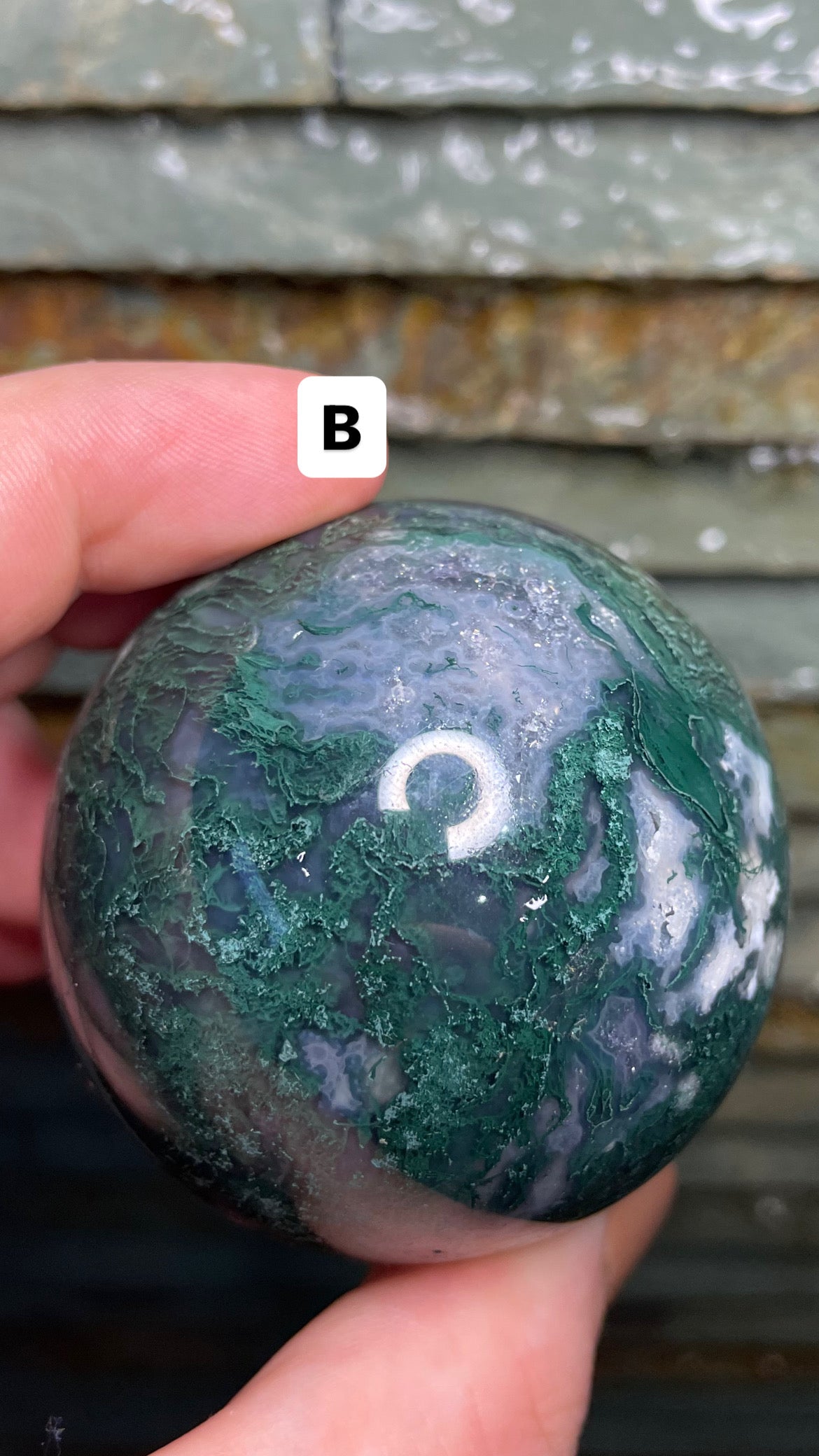 Moss agate sphere (high quality)