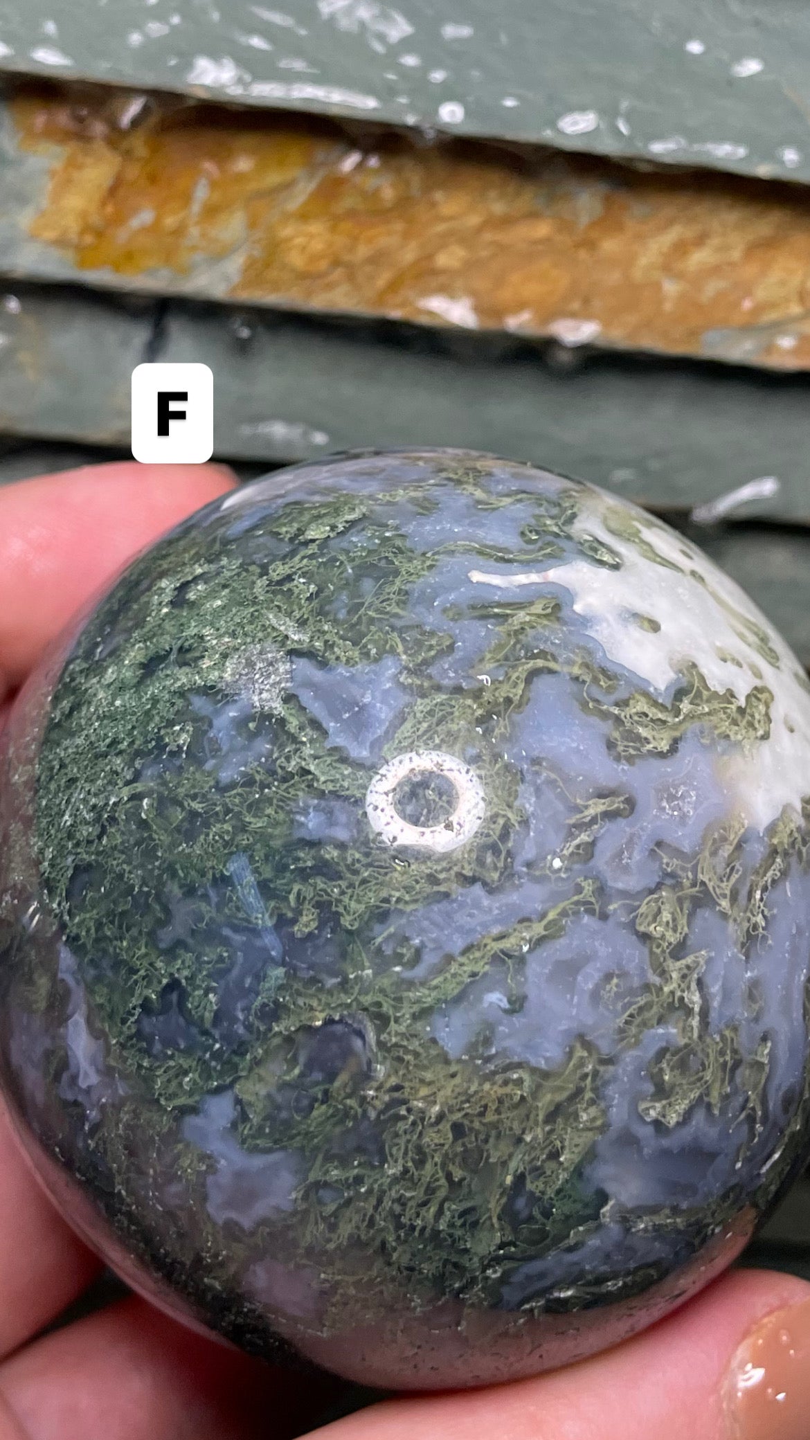 Moss agate sphere (high quality)