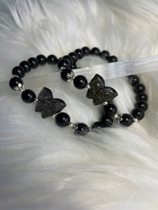 Obsidian butterfly bracelet