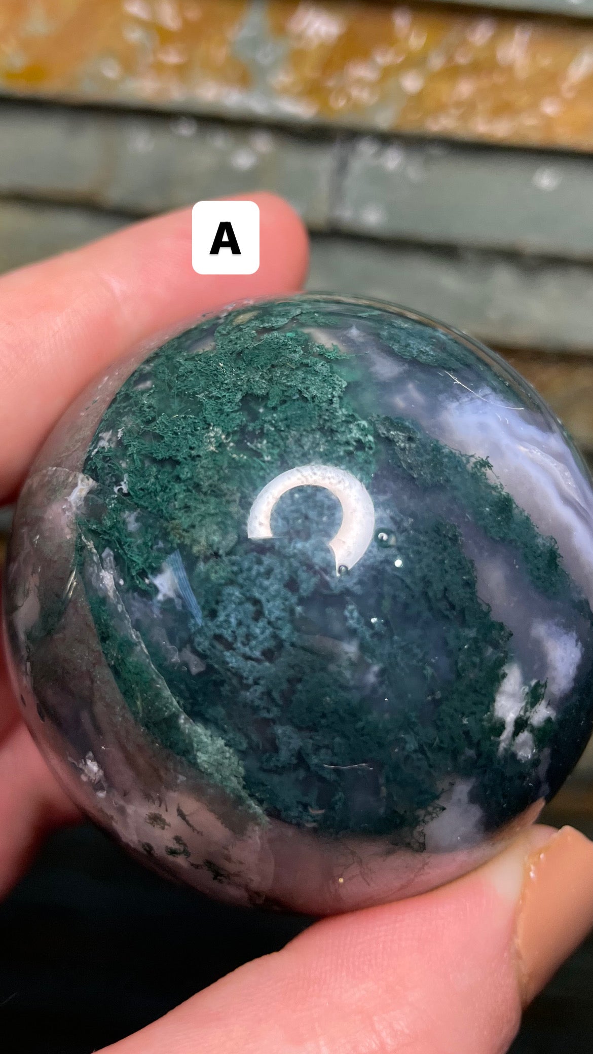 Moss agate sphere (high quality)