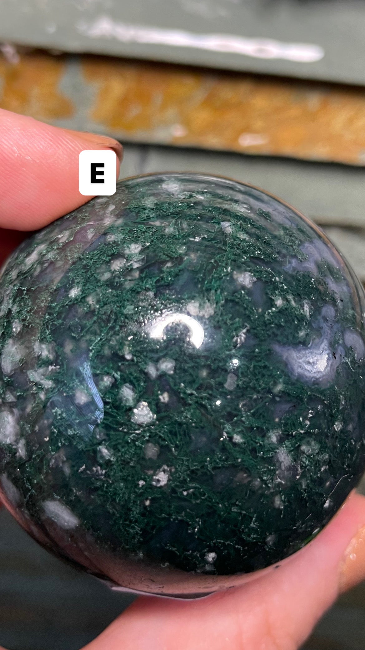 Moss agate sphere (high quality)