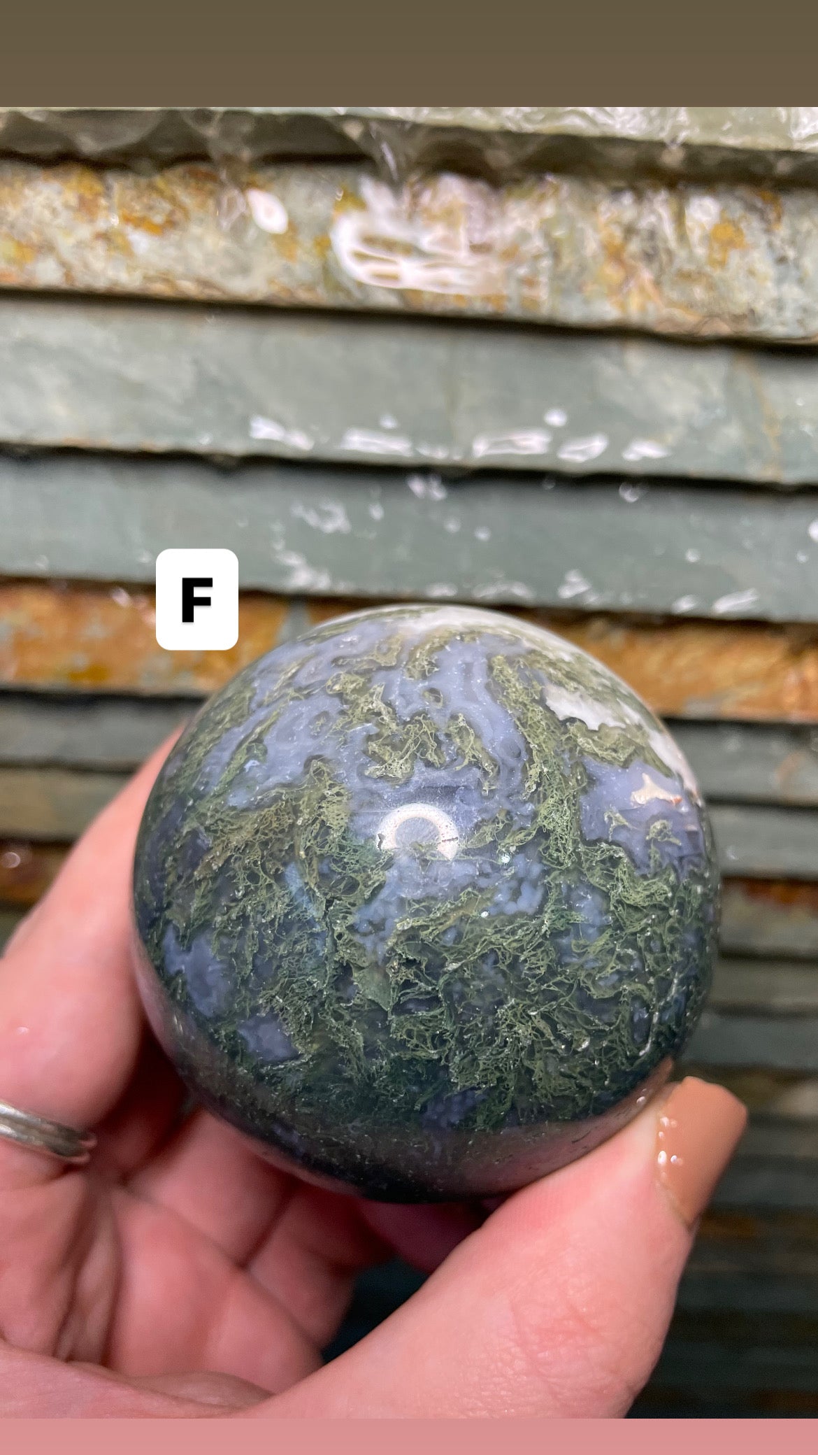 Moss agate sphere (high quality)