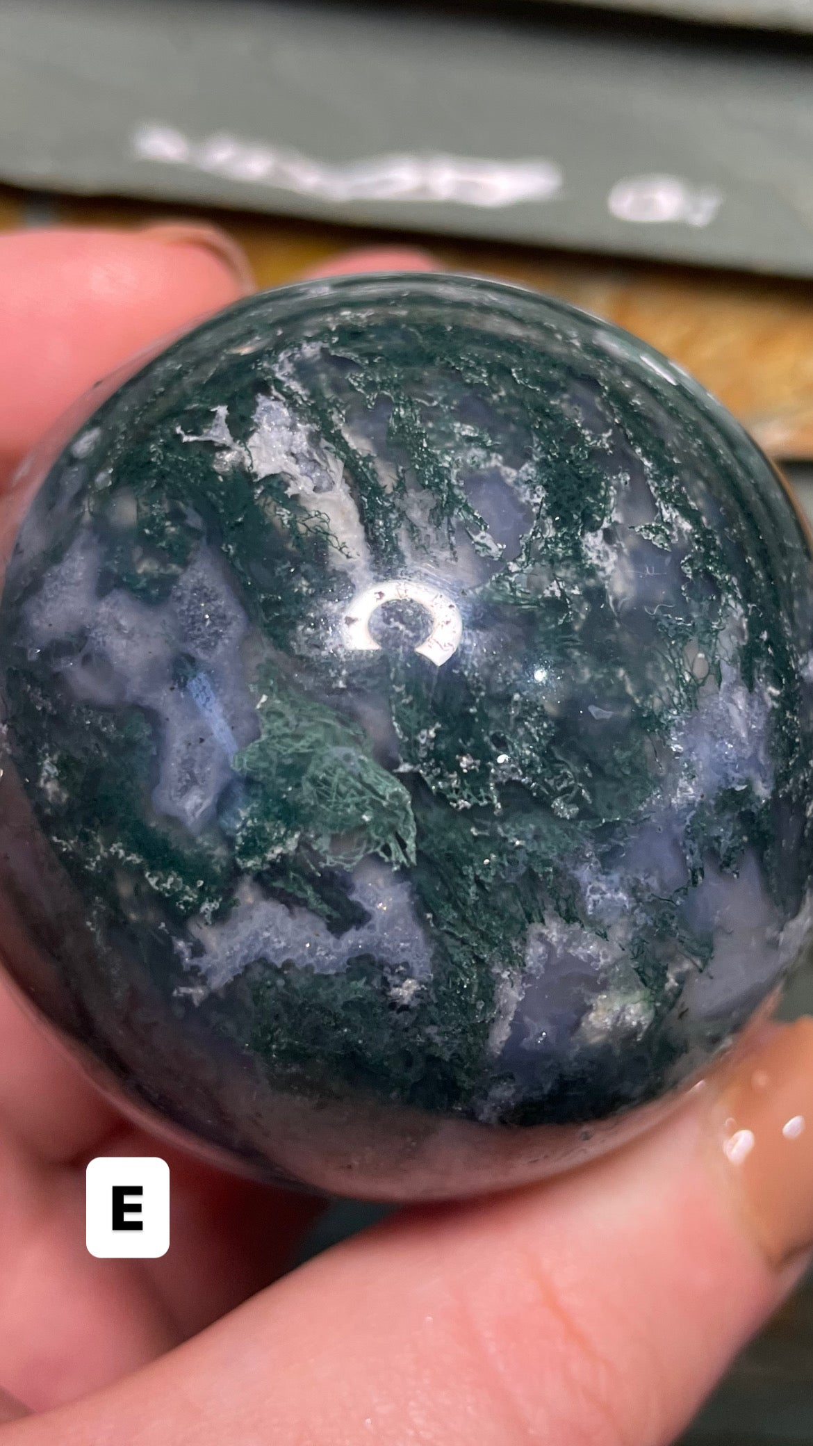 Moss agate sphere (high quality)