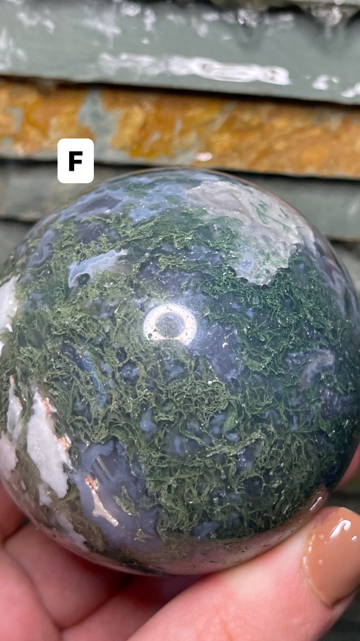 Moss agate sphere (high quality)