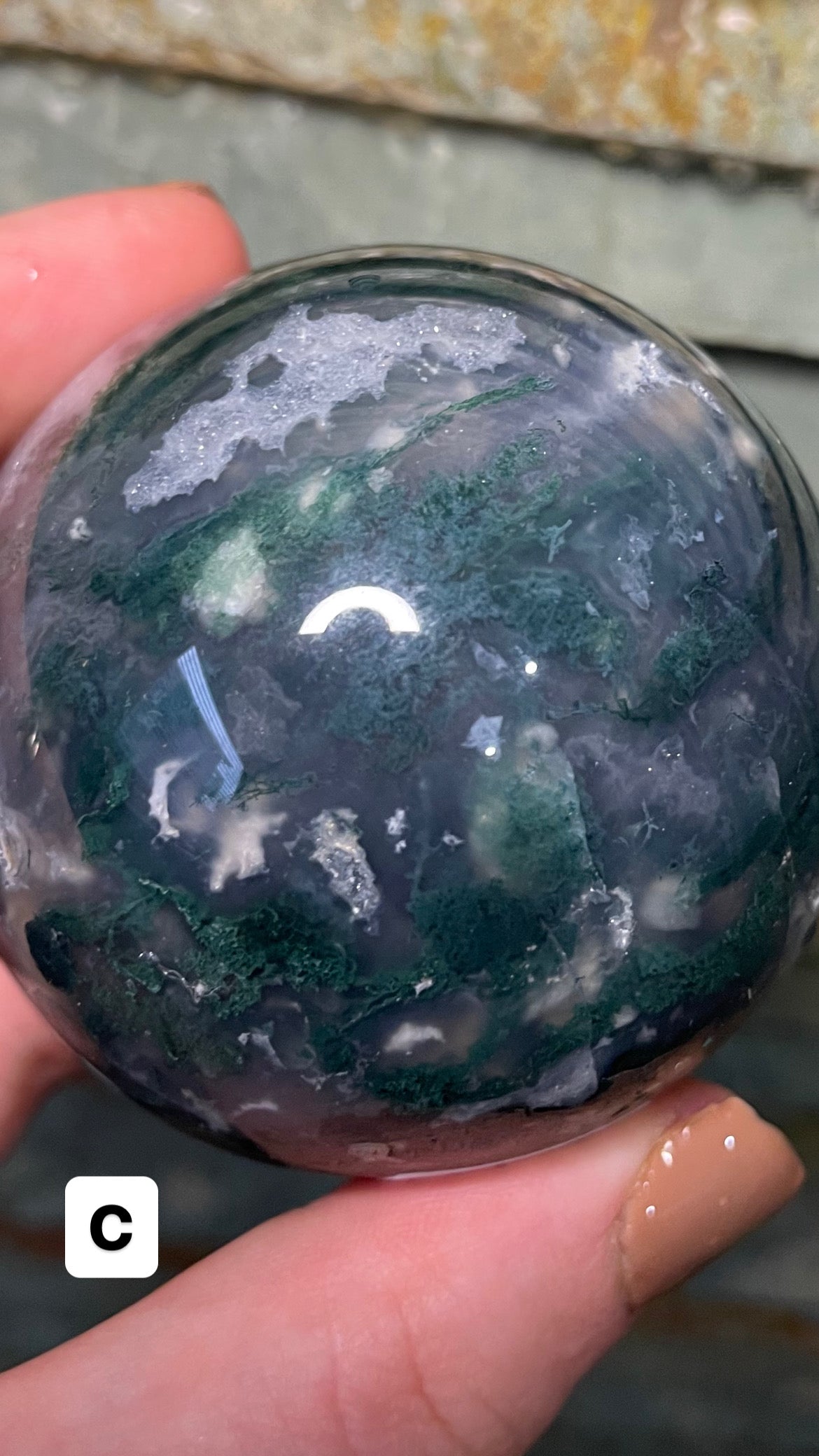 Moss agate sphere (high quality)