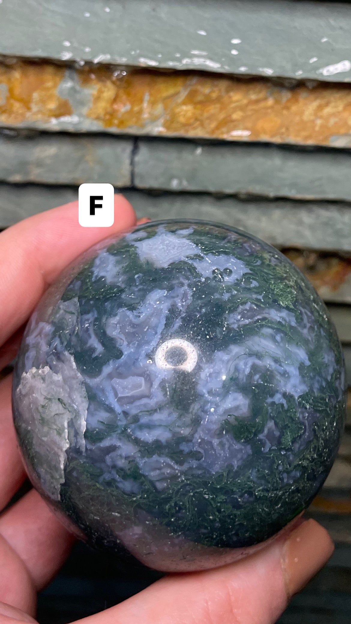 Moss agate sphere (high quality)