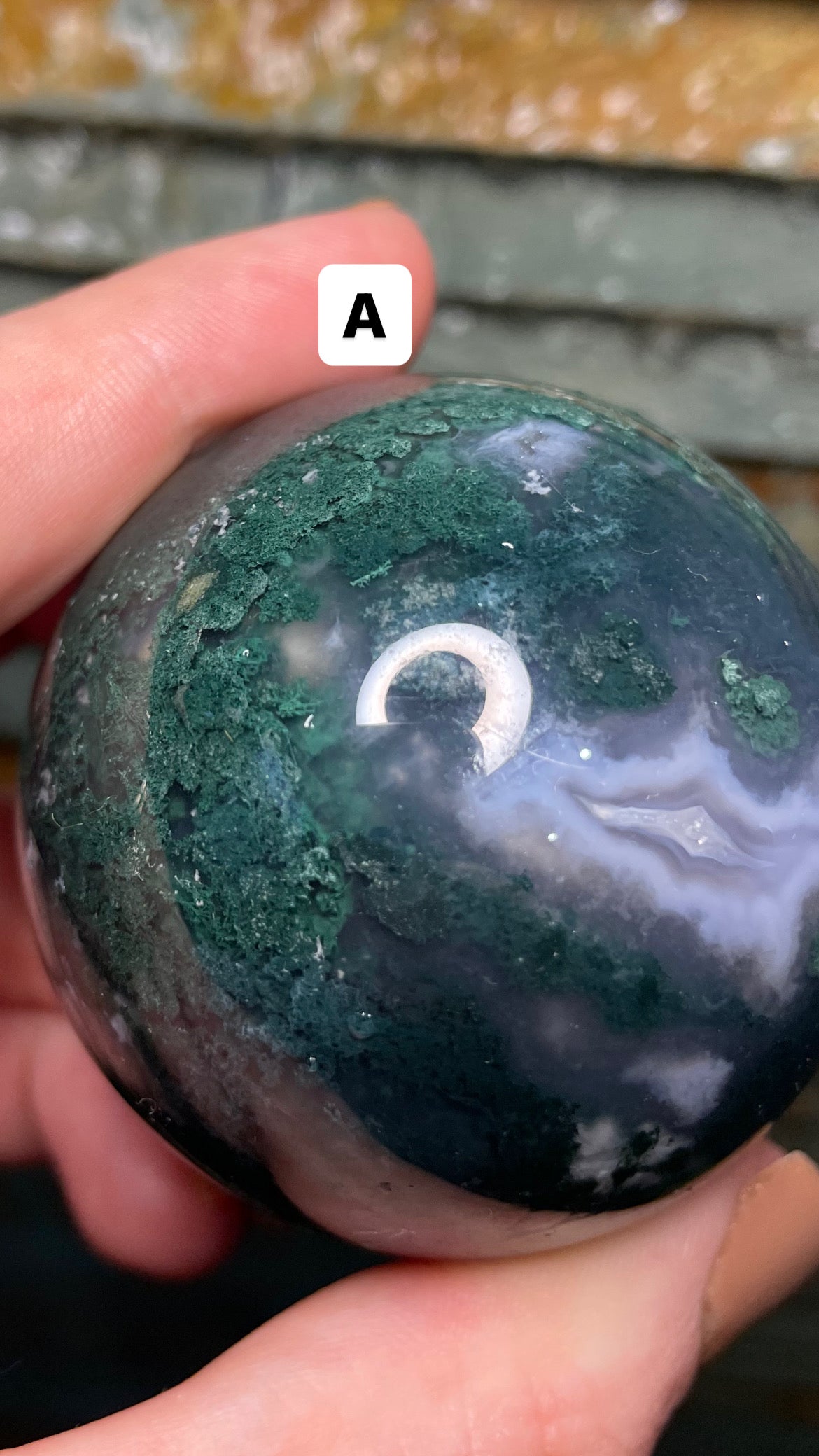 Moss agate sphere (high quality)