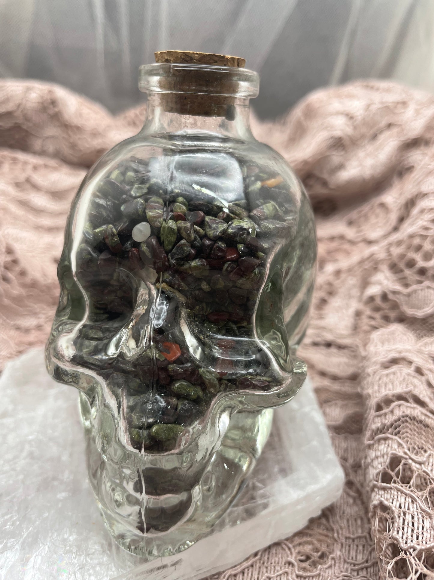 Glass skull chip bottle