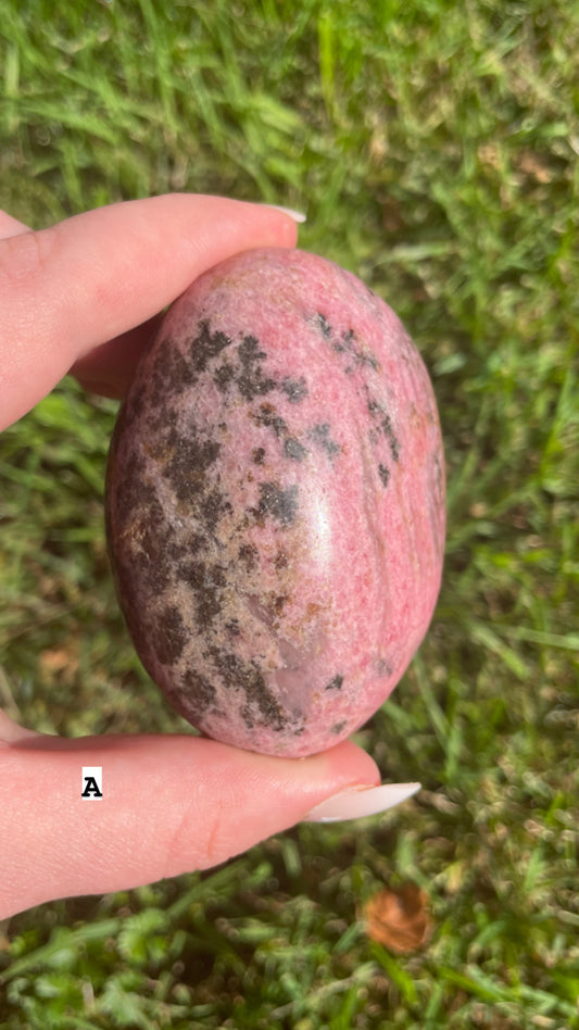 Rhodonite palm stones