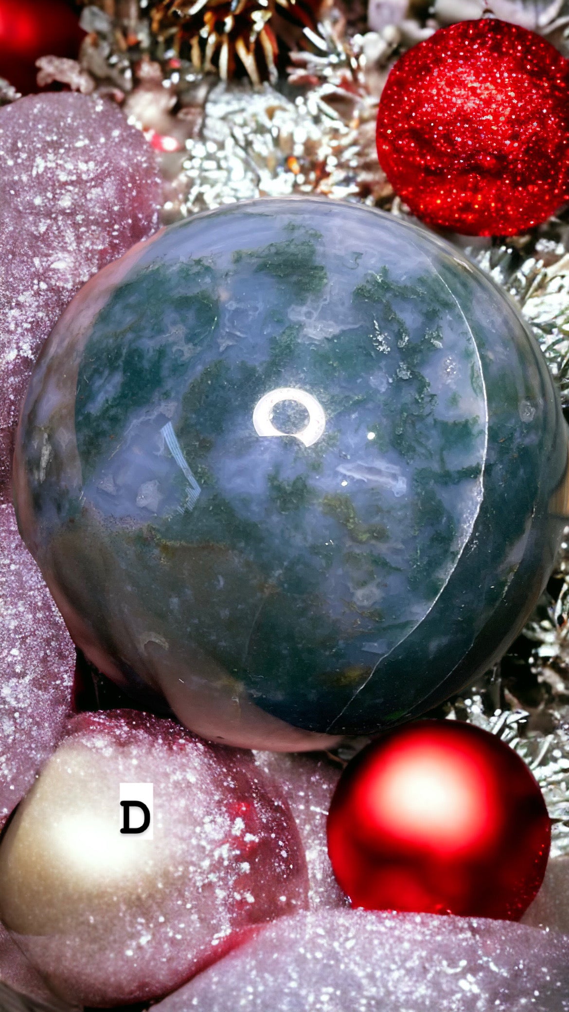 Moss agate sphere (high quality)