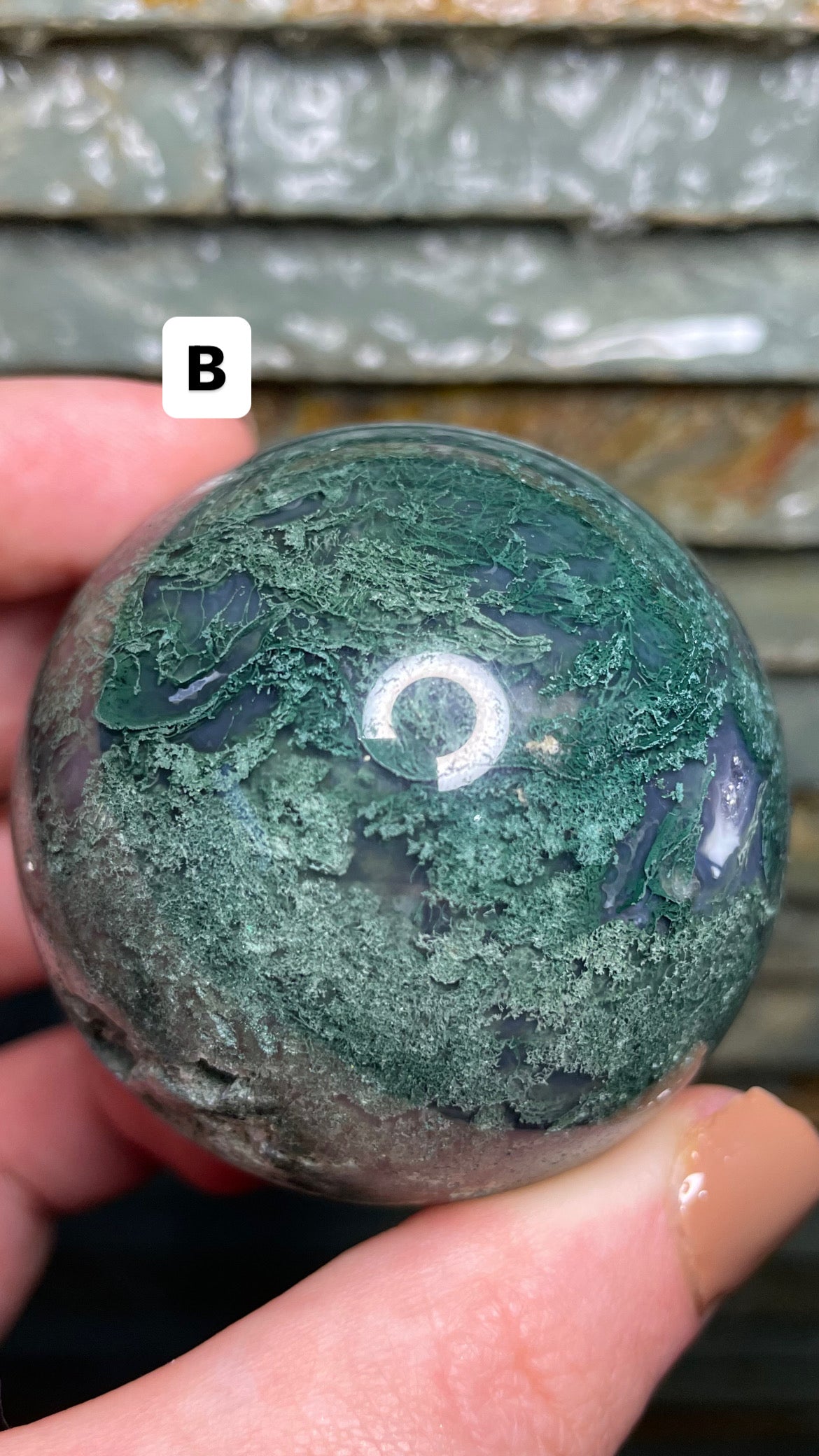 Moss agate sphere (high quality)