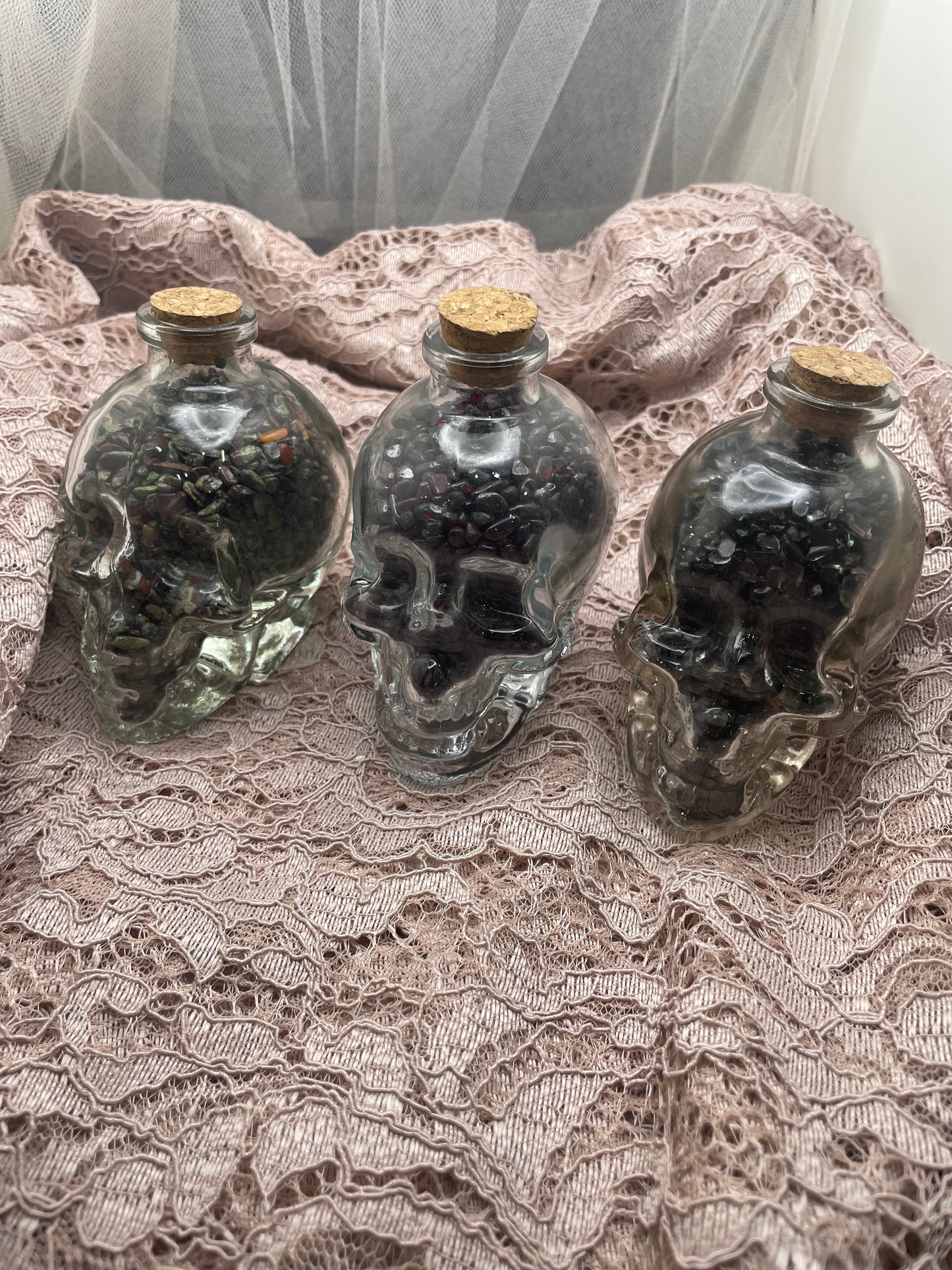 Glass skull chip bottle