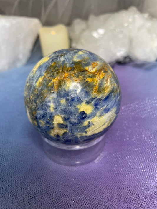 Kyanite sphere with golden healer