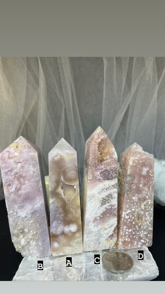 Pink amethyst/ flower agate towers