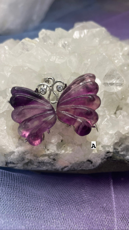 Fluorite butterfly pendants