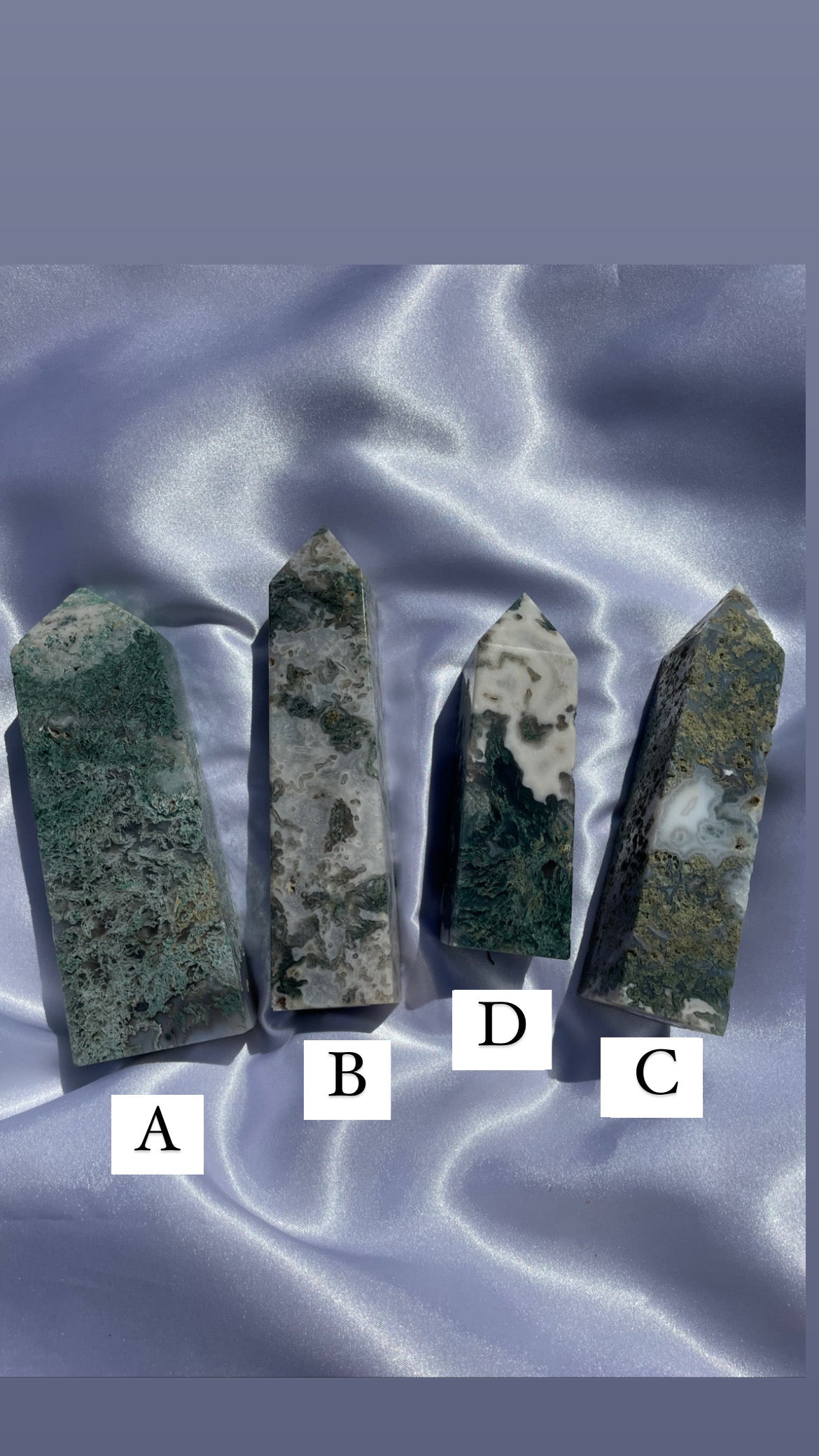 Moss agate towers