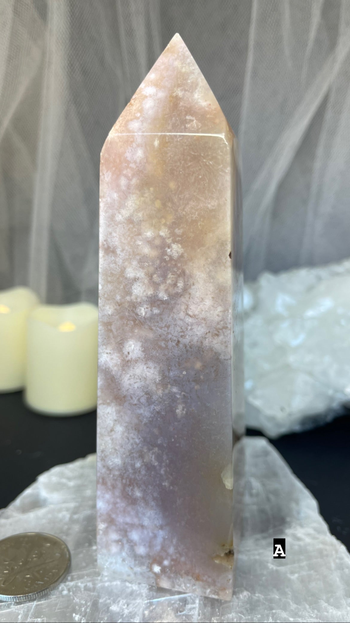 Pink amethyst - flower agate - clear Quartz towers