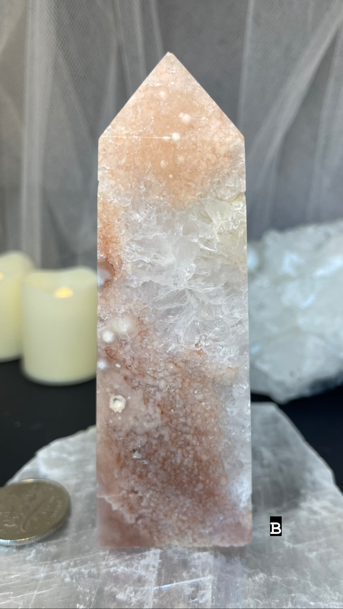 Pink amethyst - flower agate - clear Quartz towers