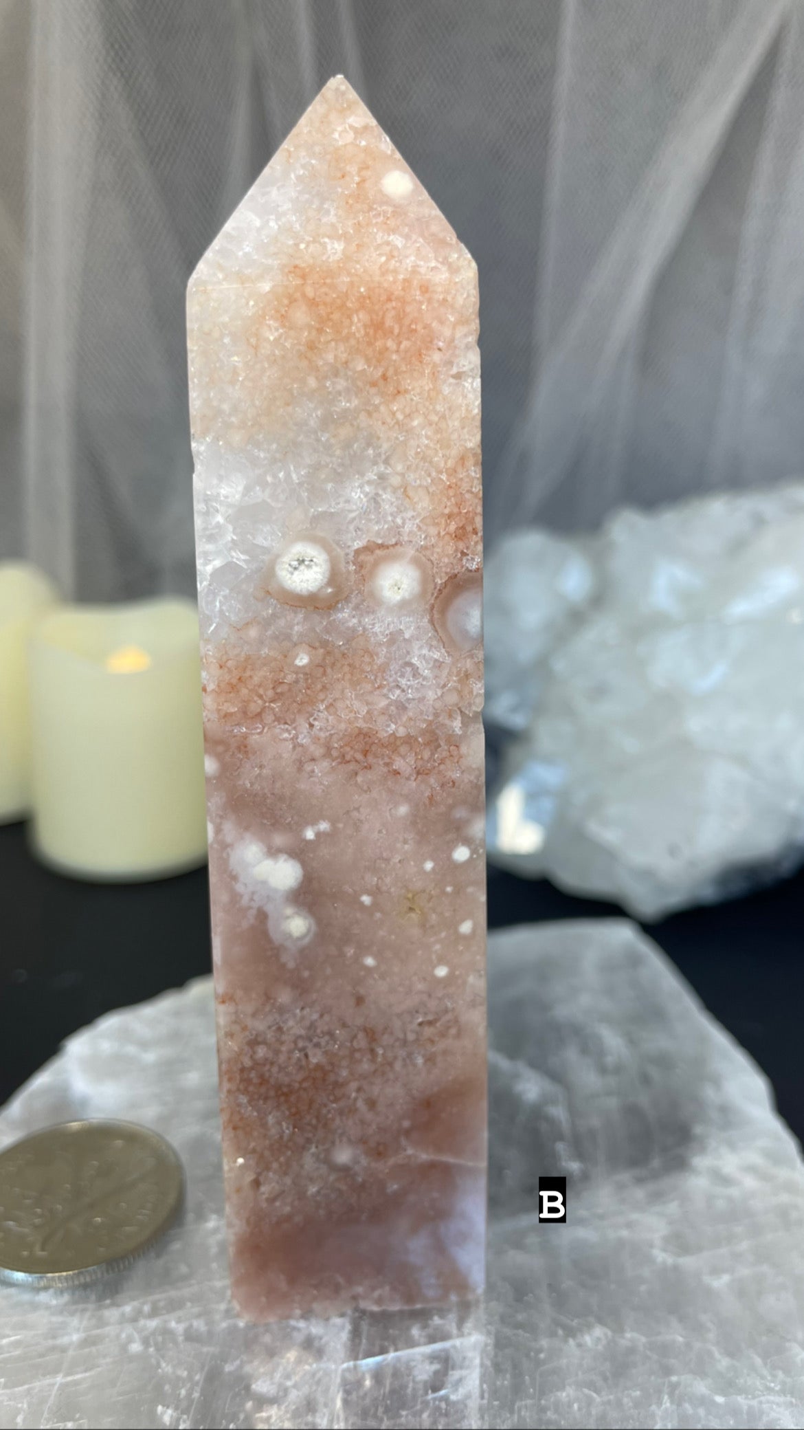 Pink amethyst - flower agate - clear Quartz towers