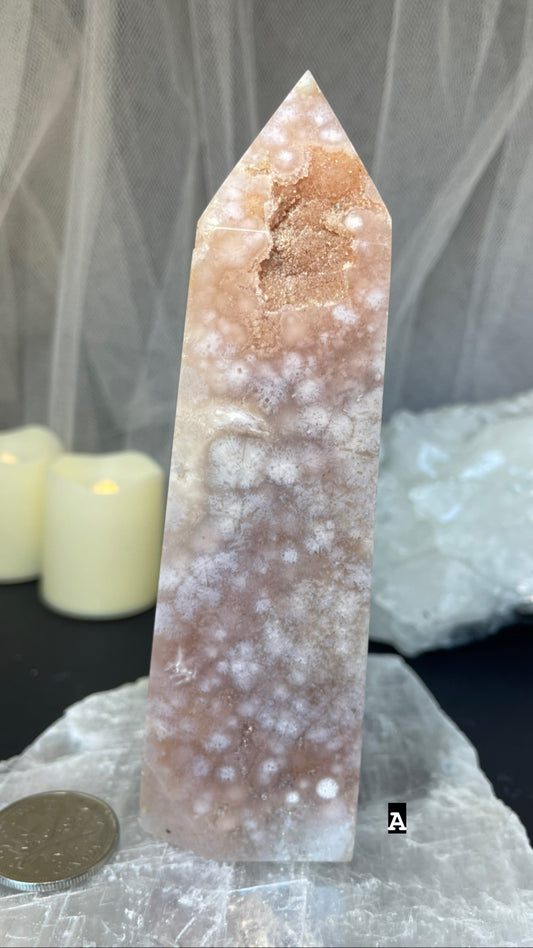 Pink amethyst - flower agate - clear Quartz towers