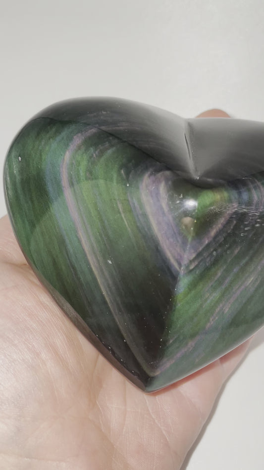 Rainbow obsidian heart