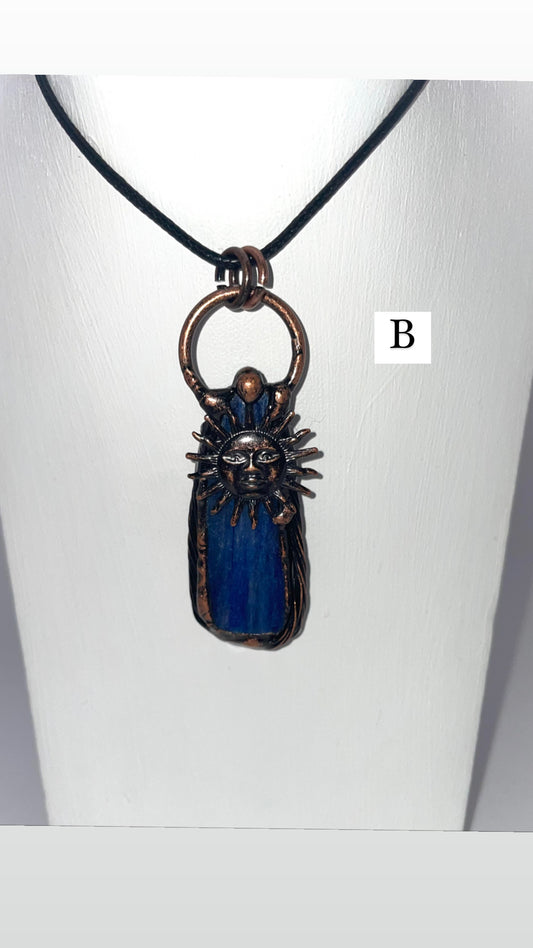 Kyanite necklace with sun