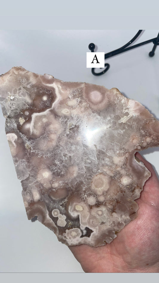 Pink amethyst/ flower agate slabs