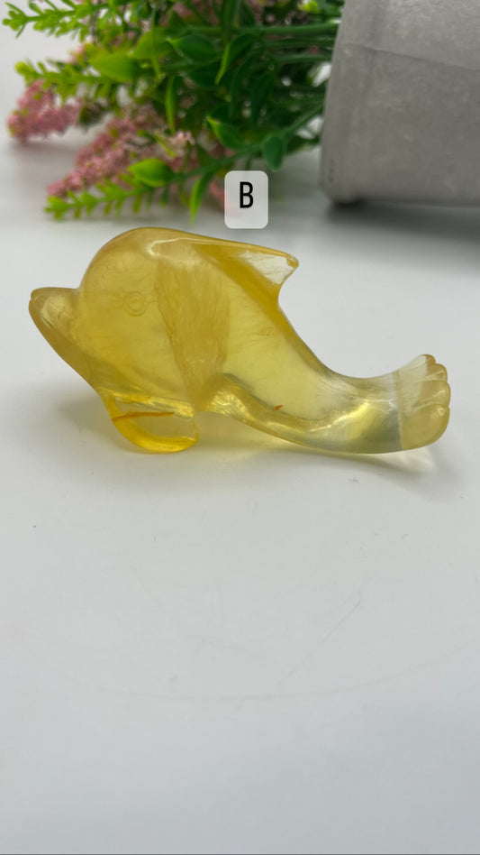 Yellow fluorite dolphin